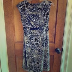 Calvin Klein Animal Print Belted Sheath Dress